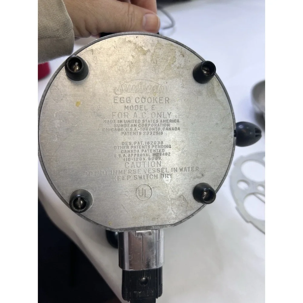 Sunbeam E2 Egg Cooker Vintage Electric Poacher Aluminum Soft, Hard Boil TESTED!